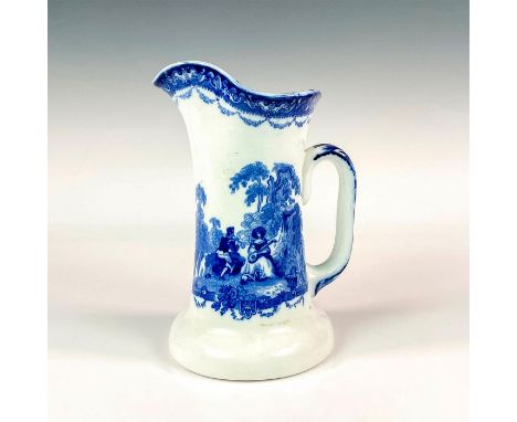 Stunning pitcher decorated with a romantic scene of a man and woman playing their instruments in a natural setting. Doulton B