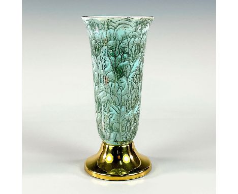 Turquoise with lustre finish and branch patterning.Hand Painted Delftware Made In Holland on bottom. Dimensions: 2.75"W x 7"H