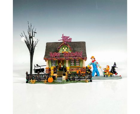 The Original Snow Village series and Halloween Gift Set; 8 piece set ceramic figurines. Includes house, fence, tree, trick or