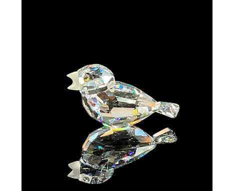 Clear body with frosted beak and yellow inset eyes. 7650 NR 000 001. Swarovski backstamp. This item has its original box: 3.2