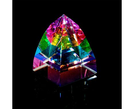 Decorative multi-colored paperweight. 7450 NR 040 000. Swarovski backstamp. This item has its original box: 3.25"L x 3.25"W x