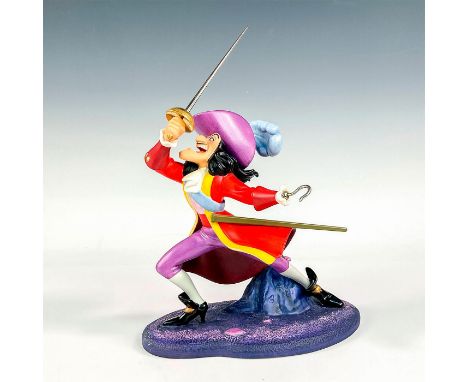 Porcelain figure with matte finish. Depicts Captain Hook from the 1953 animated film, Peter Pan. Sword is detachable. Walt Di
