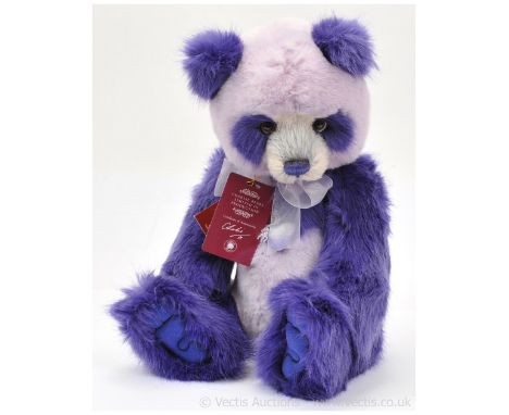 Charlie Bears Plumo Parma Violet Panda Bear, ("Plumo" means this bear is part mohair and part plush- the detail on his face i