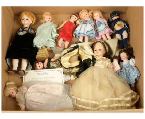 Collection of Madame Alexander doll x eleven including: Wizard of Oz Dorothy, 1965 Snow White, Starlight Angel, Batman, Flapp
