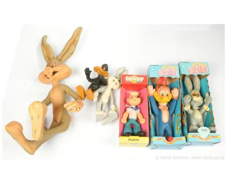Bendy Toys, including: vintage Looney Tunes, Popeye, etc: Daffy Duck; Bugs Bunny; Woody Woodpecker; Thorpe Rabbit; Popeye; 19