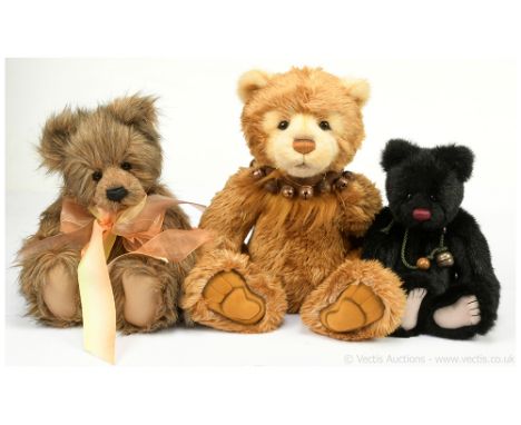 Charlie Bears trio designed by Isabelle Lee including: (1) Lionheart teddy bear, CB 131326, 2013-2014, LE 2400, golden plush,