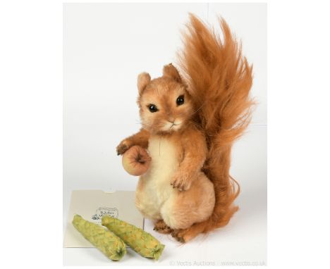 R John Wright Squirrel Nutkin, from The Beatrix Potter Collection, LE 429/1500, 2005, white mohair with brown airbrushed deta