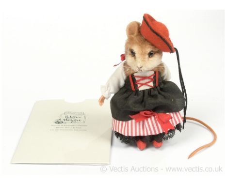 R John Wright Contadina from The Around the World Collection, artist designed realistic mouse, LE 100, 2012, blonde mohair wi