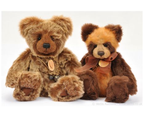 Charlie Bears pair of teddy bears including: (1) Ashton, CB094078D, LE 1900, dark brown and light brown with cinnamon tip plu
