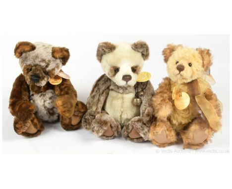 Charlie Bears trio including: (1) Evie, CB 094093, 2009-2013, LE 3500, designed by Isabelle Lee and Charlie, golden and golde