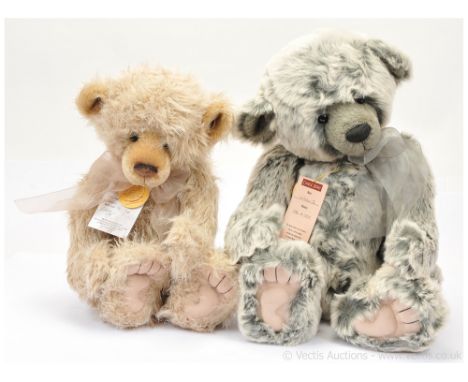 Charlie Bears Plumo pair of teddy bears ("Plumo" means the bears are part mohair and part plush- the detail face and ears is 