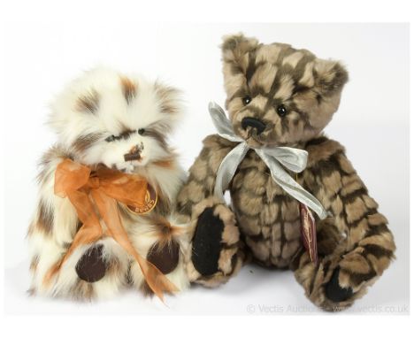 Charlie Bears pair including: (1) Fluff, CB 630310C, 2014-2015, white, brown and cinnamon multi-coloured long pile plush, wit