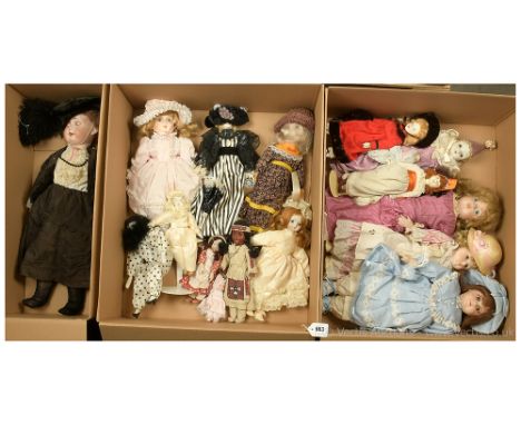 Collection of bisque dolls including: antique F &amp; W Goebel bisque doll, German, 1921 - 32, impressed 120 8, with open mou