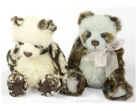 Charlie Bears x two including: (1) Niall panda bear, CB 151521B, designed by Isabelle Lee, pale blue and violet/brown/light b