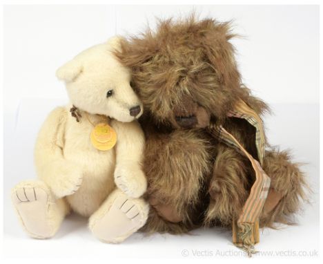 Charlie bears pair including: (1) Mark teddy bear, CB 194537, designed by Isabelle Lee, light brown tipped plush, with swing 