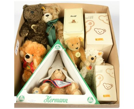 Collection of German Teddy Bears x six, including: (1) Hermann Dutch Girl Bear Nr. 019, blonde mohair, LE 19/2000, swing tags