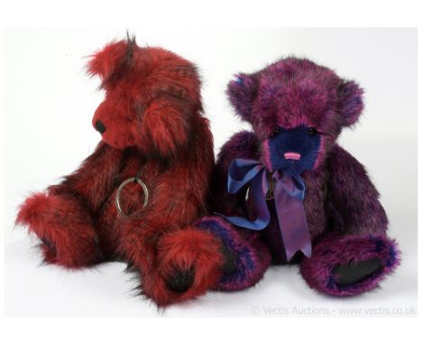 Charlie Bears duo including: (1) Firework, designed by Heather Lyell, violet with magenta tip plush, complete with tags, toge