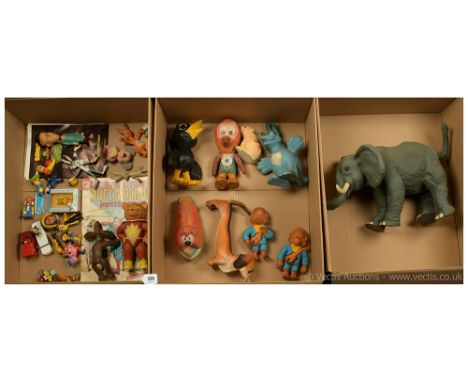 Collection of vintage Bendy Toys plus assorted other small plastic and bendy figures, etc, including: Evening Mail Newspecker
