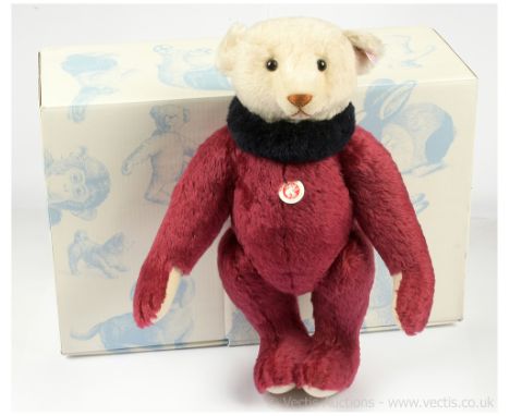 Steiff Dolly teddy bear, white tag 038990, LE 1500, violet and cream mohair, descendant of a bear from 1913 designed in the A