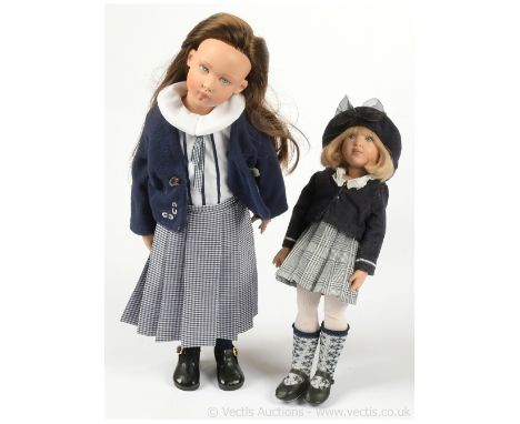 Kish &amp; Company Kathy and Kitten First Day at School vinyl dolls pair, artist designed by Helen Kish, Good to Excellent, 1