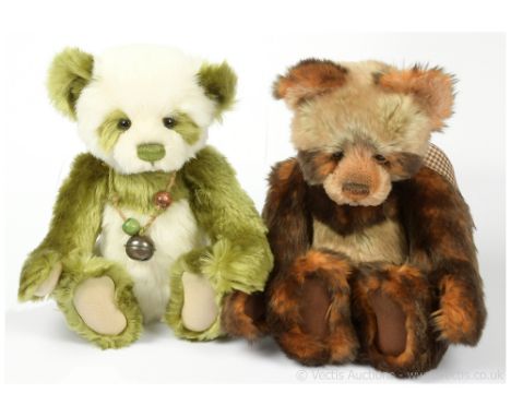 Charlie Bears x two including: (1) Tigga Plumo panda bear ("Plumo" means this bear is part mohair and part plush- the detail 