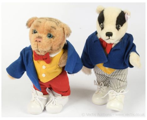 Steiff Rupert the Bear pair: (1) Bill Badger Classic, white tag 653636, LE 1500, 2010, UK &amp; Ireland exclusive, white moha