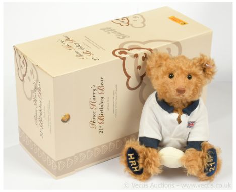 Steiff Prince Harry 21st Birthday Bear Exclusive to Peter Jones of Wakefield, red blonde mohair, white tag 662058, tilt growl