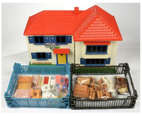 Tri-ang Broome Dolls house, within Poor original box, opens at front to reveal four rooms on two storeys, central staircase, 