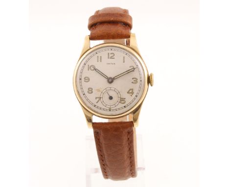 A 9ct SMITHS gents wristwatch with working manual-wind movement & fitted leather strap, H/M Birmingham 1947