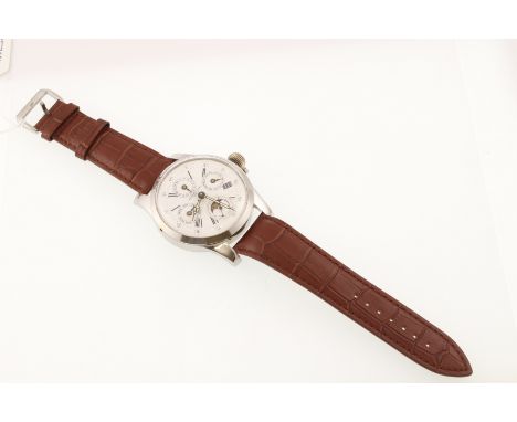 An AUDERMARS PIGUET triple/calender moonphase wristwatch with enamel dial, RECASED from a [pocket watch, working signed movem