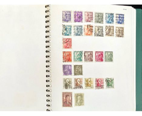 Stamp interest: Green 22 ring Collecta stamp album in slip -case with stamps from Spain and its colonies from 1855 onwards. P