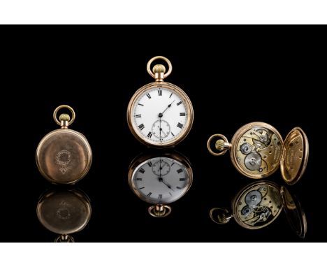 Swiss Made - Key-less Gold Filled Open Faced 15 Jewels Pocket Watch, Guaranteed to be of Two Plates of Gold with Composition 