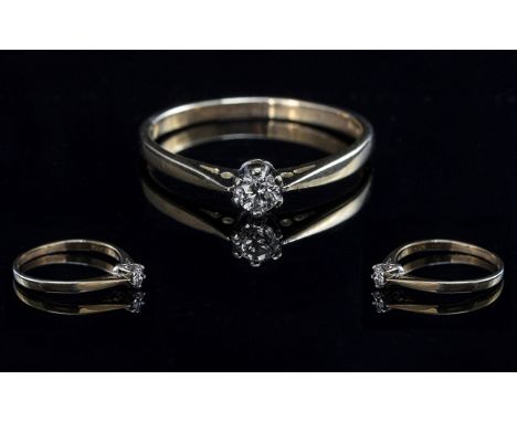 18ct Gold Good Quality Single Stone Diamond Set Ring. Marked 18ct to Shank. The Round Brilliant Cut Diamonds of Top Colour / 