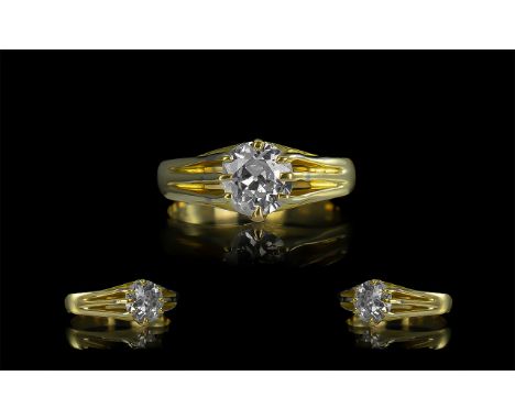 18ct Gold Superb Quality Single Stone Diamond Set Ring gypsy setting marked 18ct to shank The round brilliant cut diamonds of