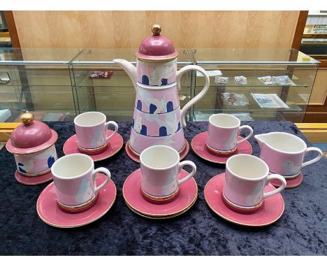 Carlton Ware Dovecote Coffee Set. Gorgeous Carlton Ware Lustre pottery coffee service (1976/8) Includes 5 cups,  6 saucers, c