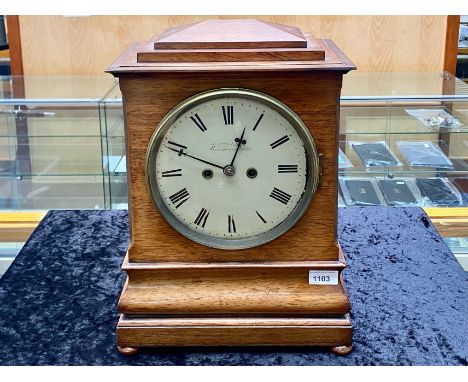 A Regency Walnut Double Fusee Bracket Clock, painted dial with Roman numerals, marked for Birmingham.  Walnut cased, with gla