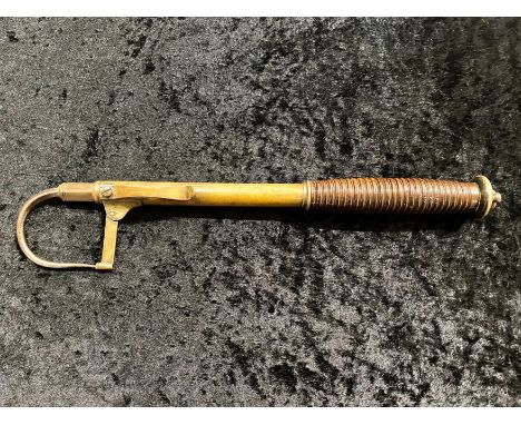 Antique Early 19th Century Telescopic Salmon Gaff. c.1820.s Having a Brass Shaft That Conceals the Extending Steel Hook with 