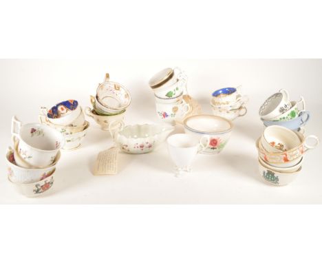 Large collection of 18th / 19th / 20th century china and ceramic porcelain tea cups. Examples including a Davenport Pembroke 