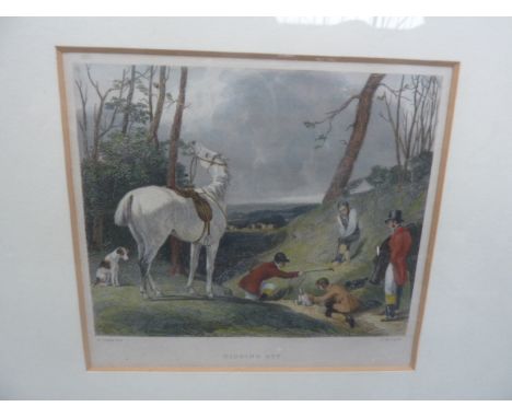 After E. Hull, A. Cooper and R. B Davis, four hand coloured engravings titled 'Digging out', 'The Debut', 'Topping the timber
