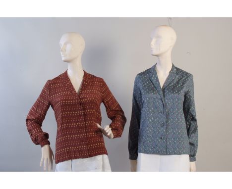 A Collection of Vintage blouses/shirts.. To include a white cotton 'Abercrombie & Fitch' shirt. A 1980's brown silk 'Yves St 