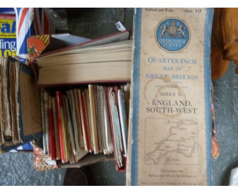 A quantity of vintage maps and ordnance survey maps, including illustrated Road Book of England & Wales