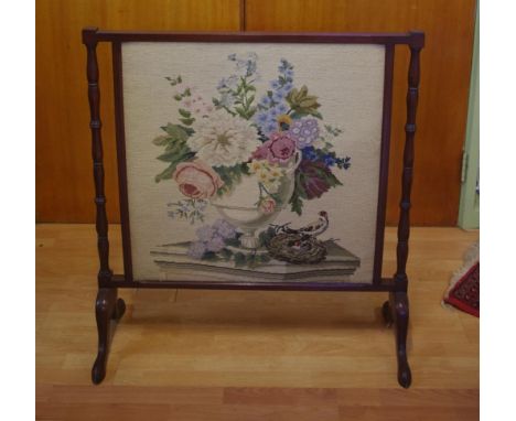 Vintage tapestry fireplace screen 83cm wide