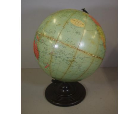 Art deco era world globe on bakelite stand, "Phillips Challenge World Globe", London Geographic Institute, 44cm high approx