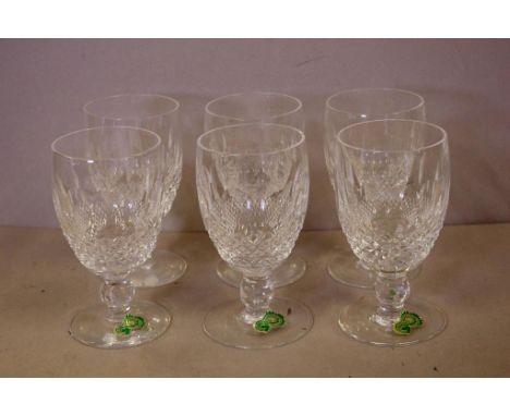 Six Waterford crystal white wine glasses Colleen pattern