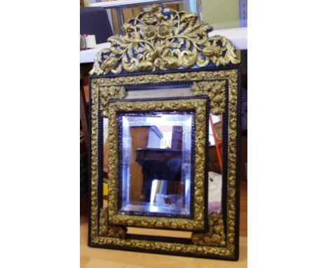 Vintage ormolu mounted wall mirror H94cm X W60cm approx (as inspected)