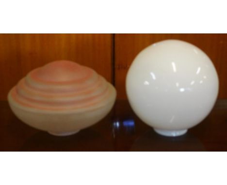 Two vintage electric light shades including Art Deco, 30cm diameter (largest)
