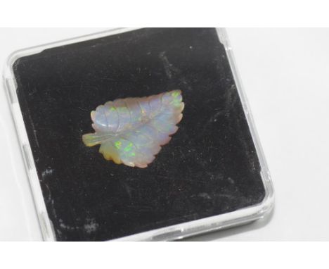 Solid opal carved in a leaf shape