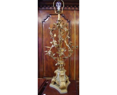 Vintage crafted gilt metal table lamp 97cm high approx.