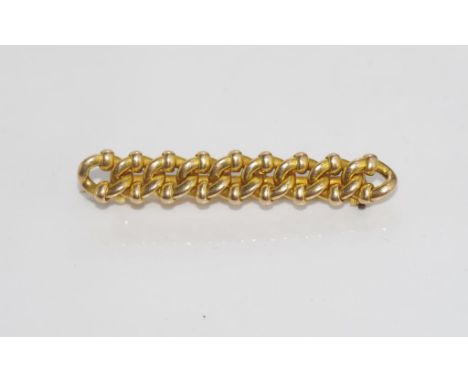 Vintage yellow gold chain style bar brooch marked 15, weight: approx 4 grams