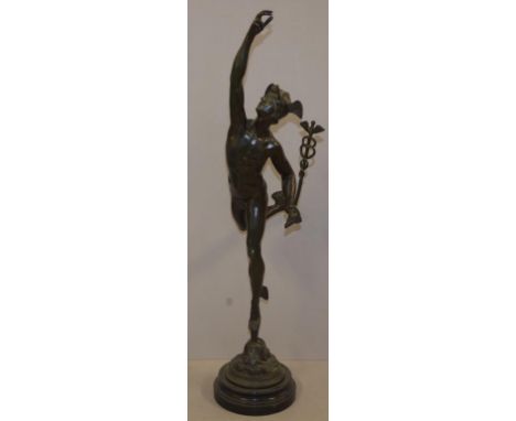 Vintage bronzed metal figure of Mercury H72cm approx